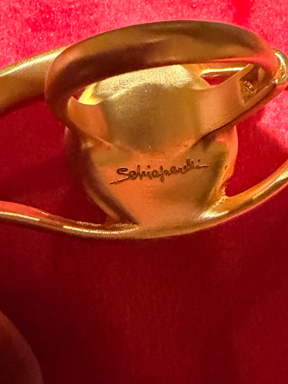 Schiaparelli Gold Eye Statement Ring with Green Iris SZ adjustable - Picture 10 of 11